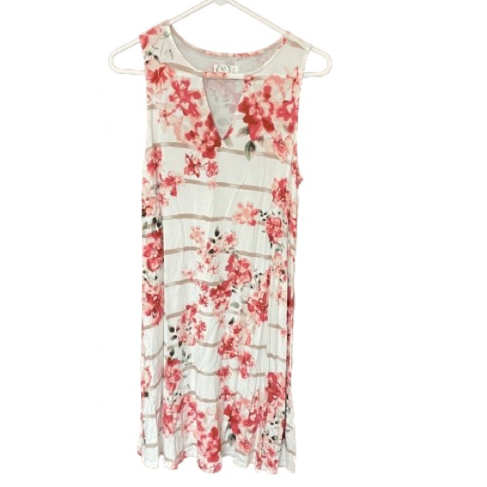 Maurices Floral Off White Sleeveless Dress Medium